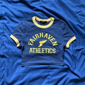 Forever 21 Kids Navy and Yellow Athletic Tee